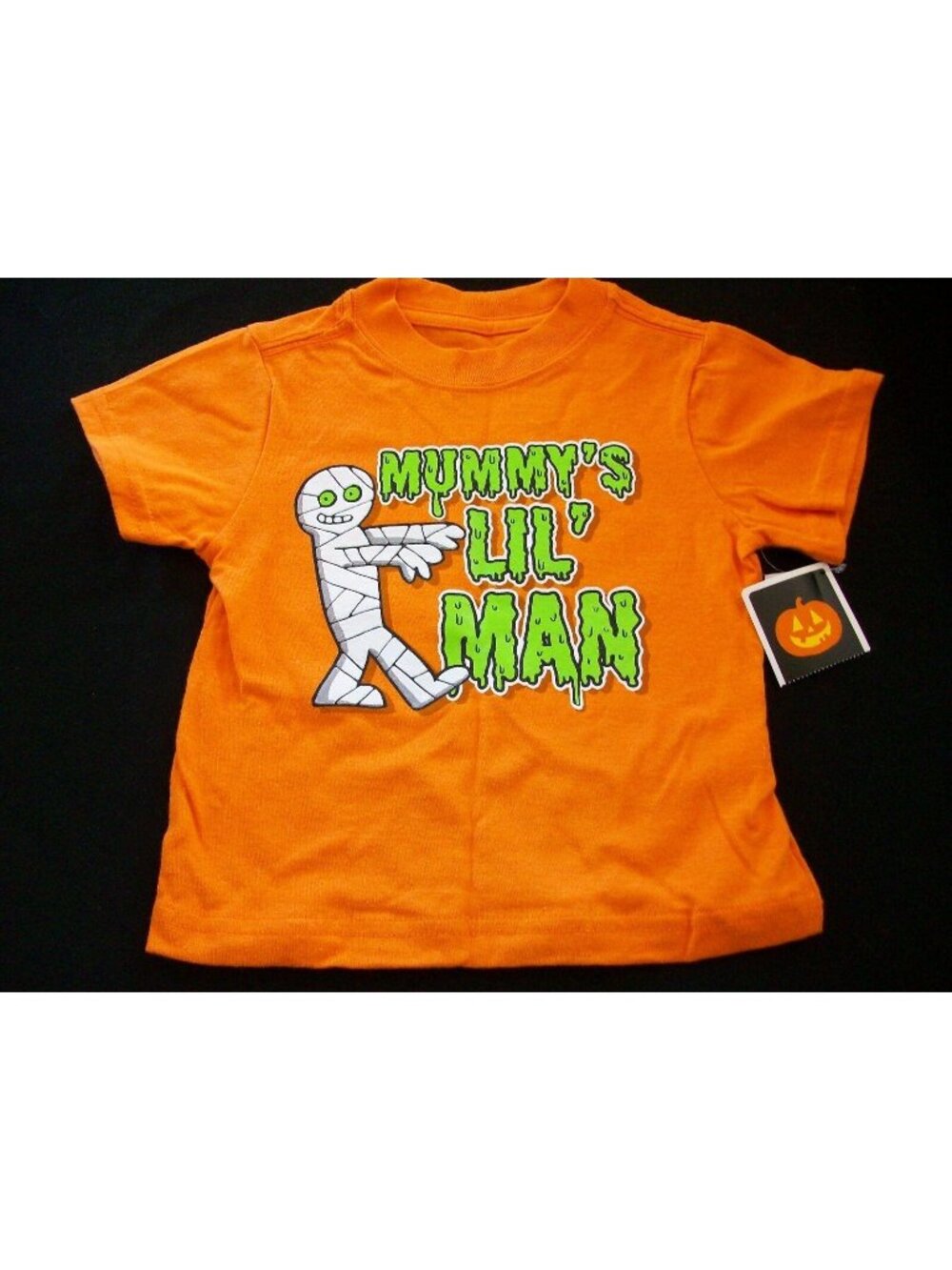 Mummys Lil Man Orange Halloween Baby T-Shirt 12M 100% Cotton Cute Graphic Tee